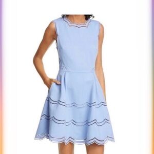 Ted Baker Elegant Light Blue Scallop Dress